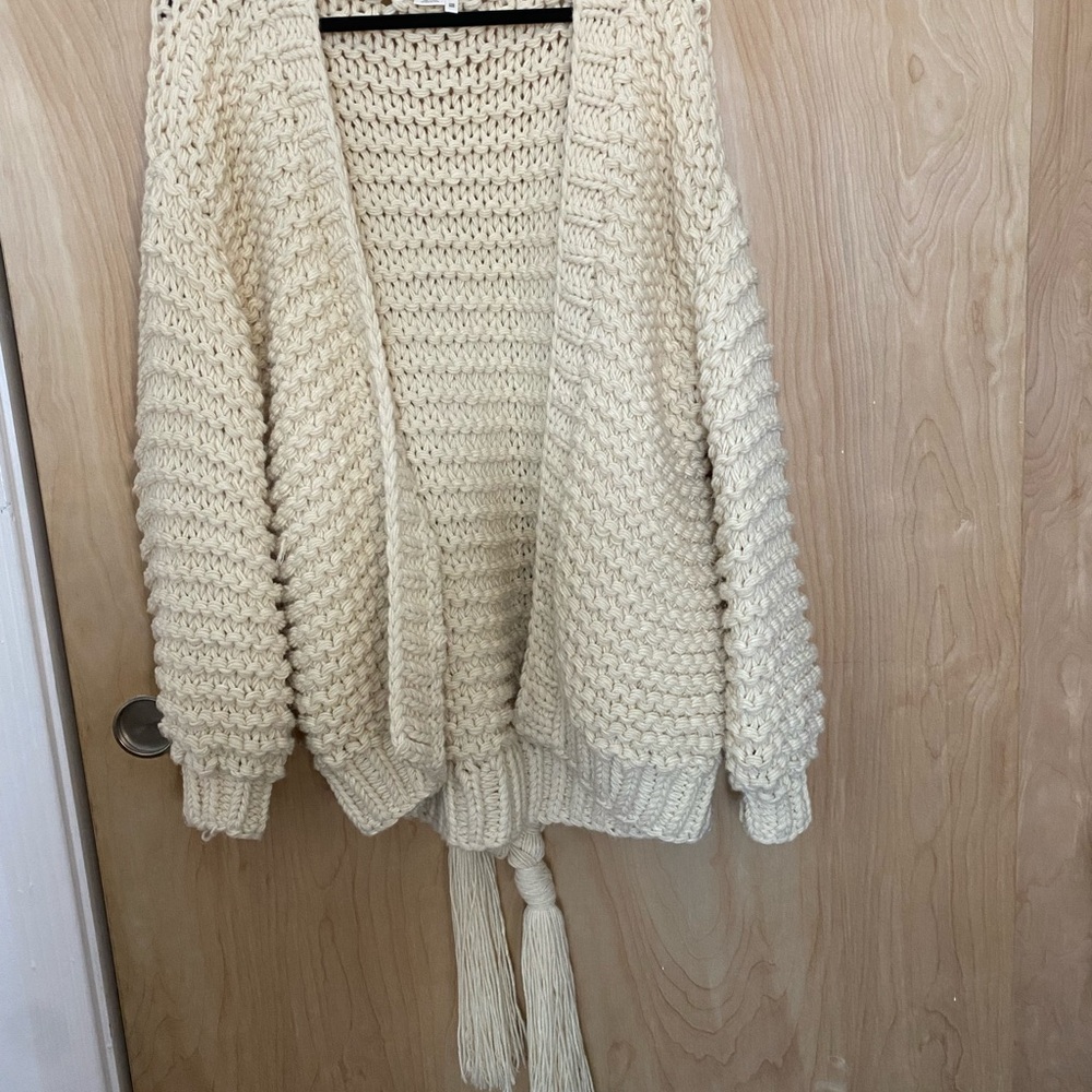 Anthropologie Chunky Cream Knit Cardigan - One size